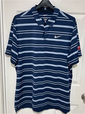 Nike Men’s Tour Championship East Lake XL Navy Striped Golf Polo